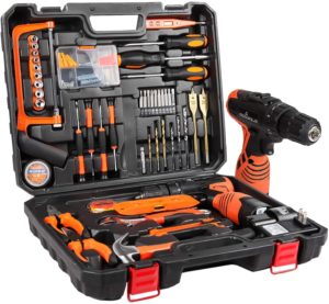 Letton Kit de herramientas con taladro inalámbrico de 16.8 V, 60 accesorios Juego de herramientas de kit de reparación inalámbrico para el hogar