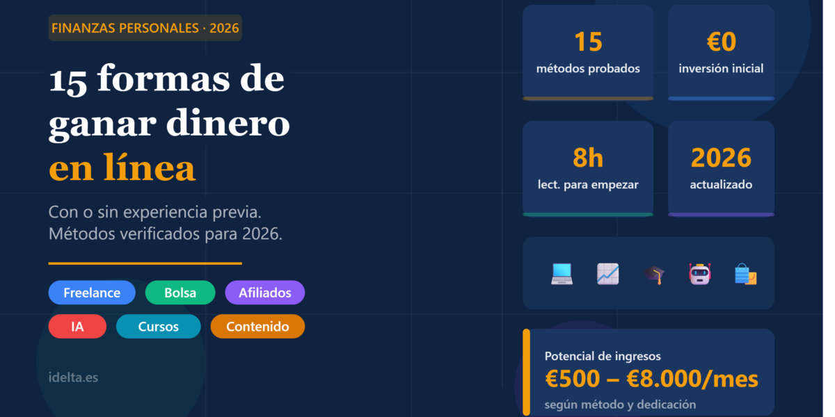 15 Formas Reales de Ganar Dinero en Línea en 2026 (Con o Sin Experiencia)